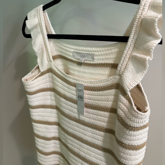 NWT Loft Striped Ruffle Strap Sweater Tank - Picture 3 of 9